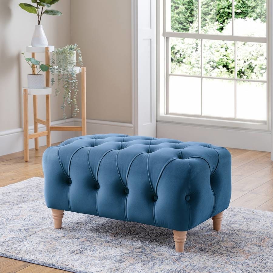 The Soho/Mayfair Footstool Velvet Sky