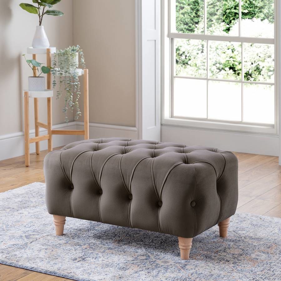 The Soho/Mayfair Footstool Velvet Mushroom