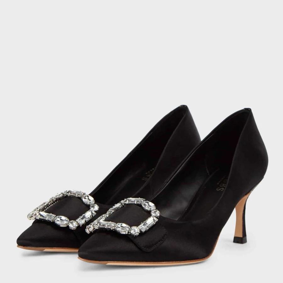 Black Lucinda Embellished Leather Court Heels