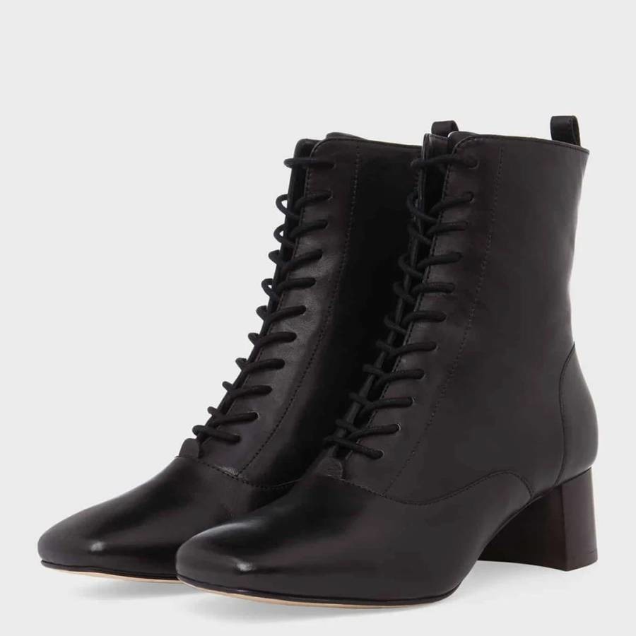 Black Issy Lace Up Leather Boots