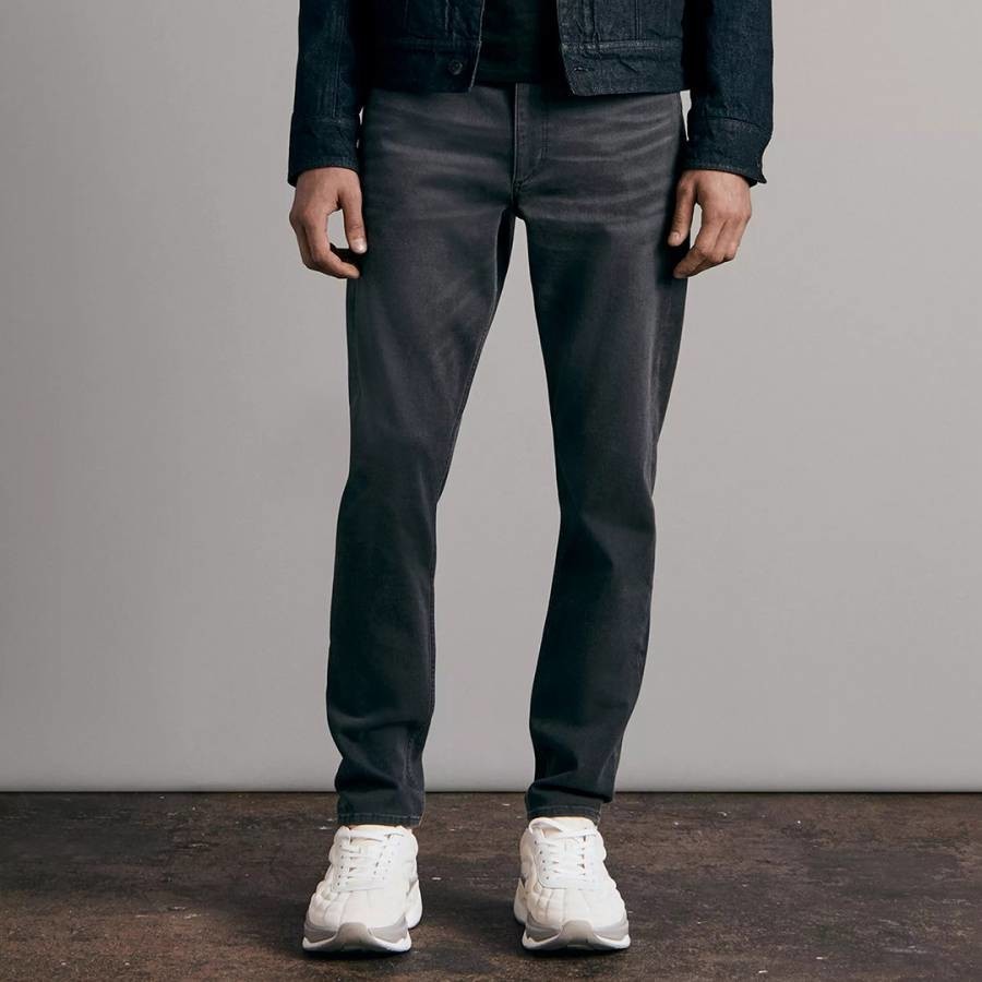 Indigo Loopback Tapered Stretch Jeans