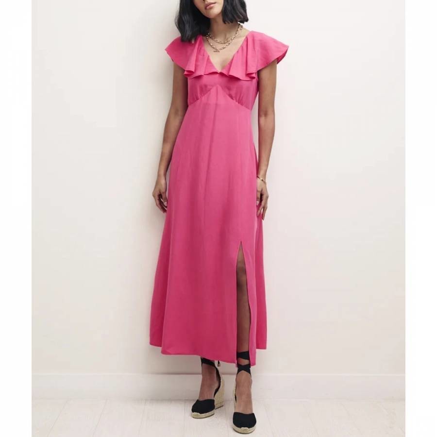 Pink Suki V-Neck Midi Dress