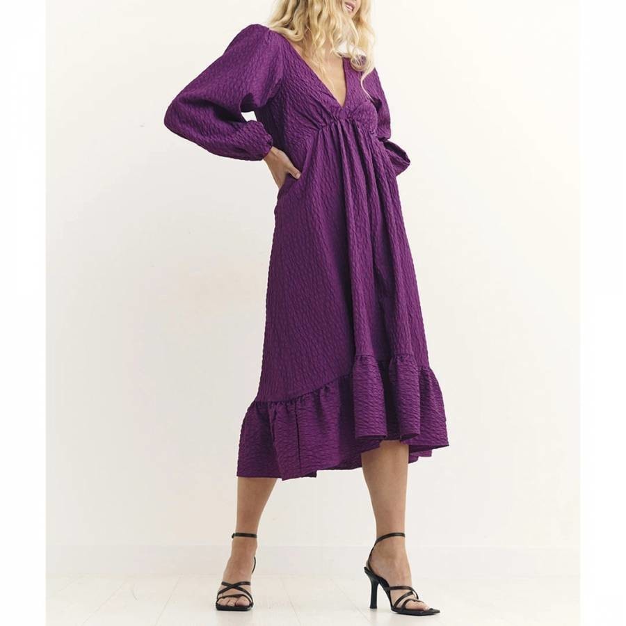 Purple Ammie Long Sleeve Midi Dress