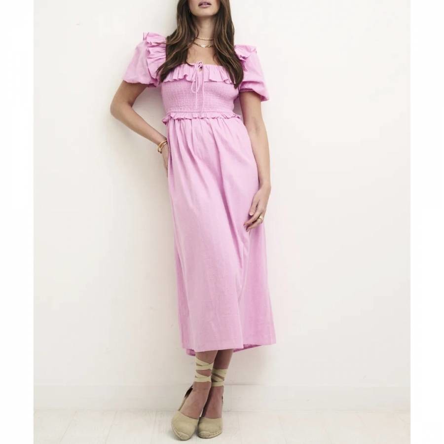 Pink Aria Midi Cotton Dress