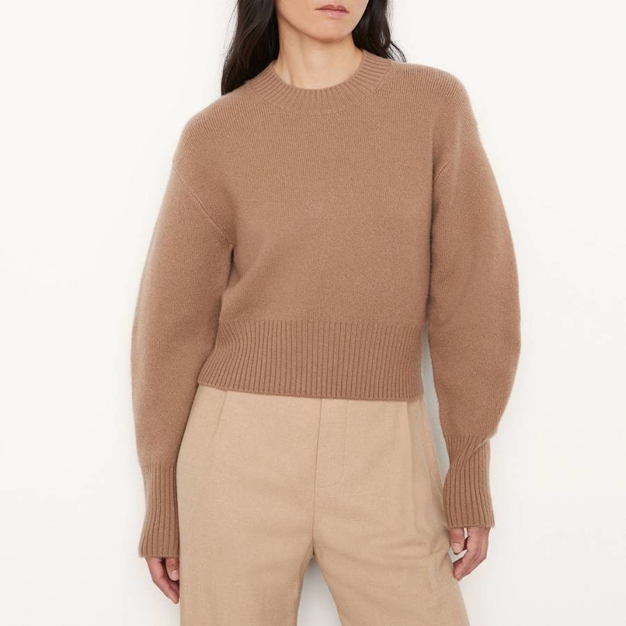 Beige Wide Sleeve Wool Blend Sweatshirt