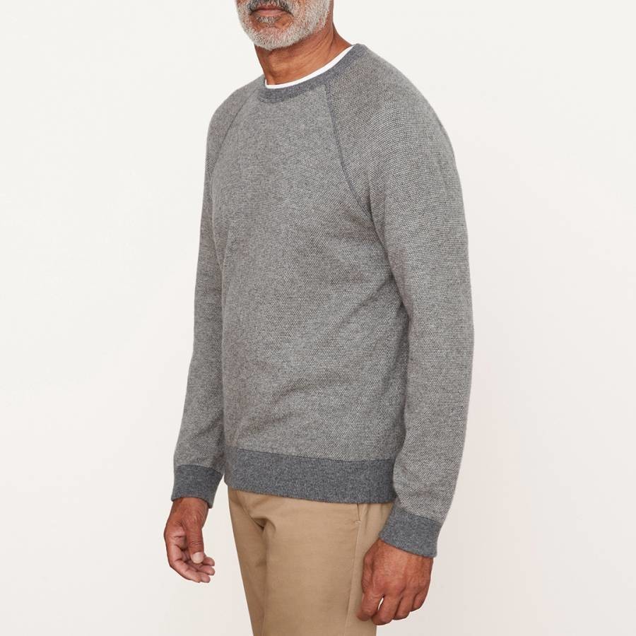 Grey Birdseye Crew Neck Jumper