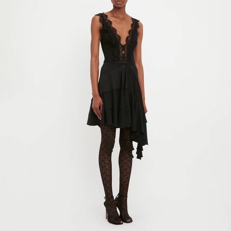 Black Asymmetric Ruffle Dress