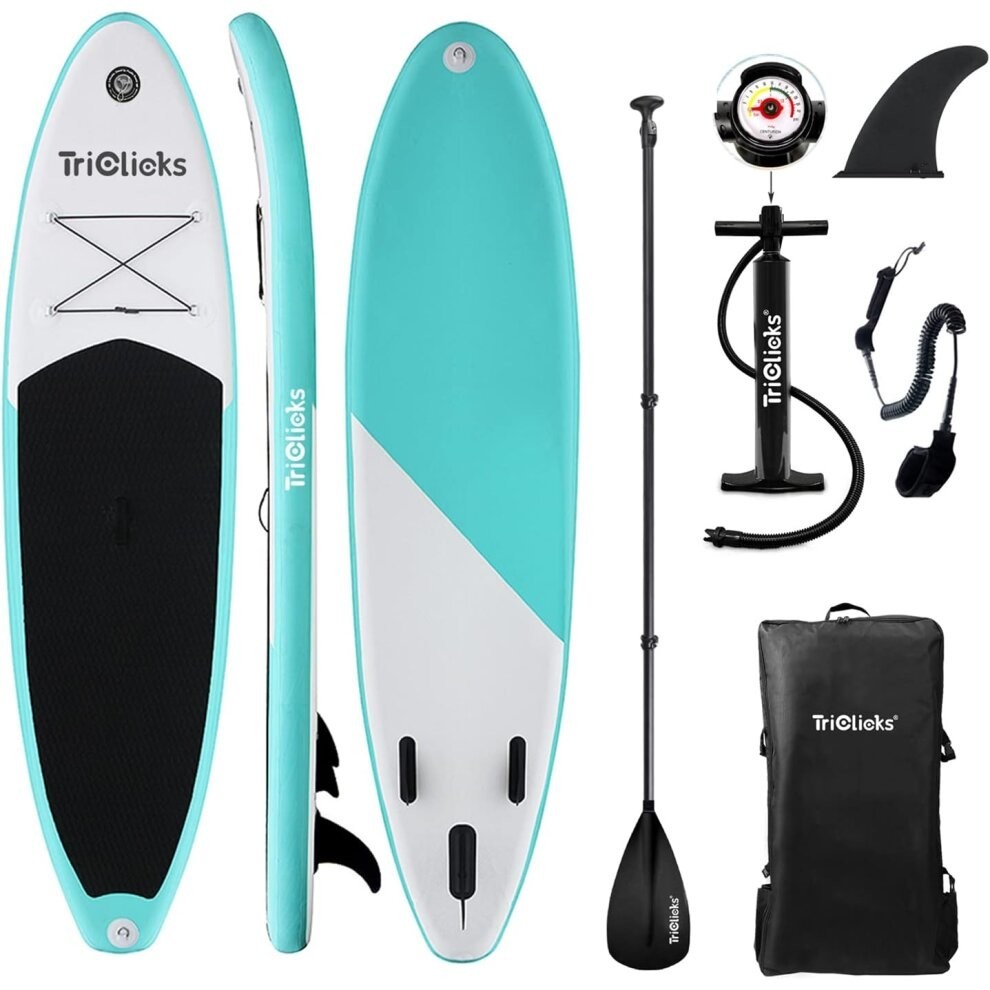 Triclicks Inflatable Stand Up Paddle Board SUP Inflatable Paddle Board 10ft Surfing Board Kit for Adults, Premium Surfboard Complete Kit