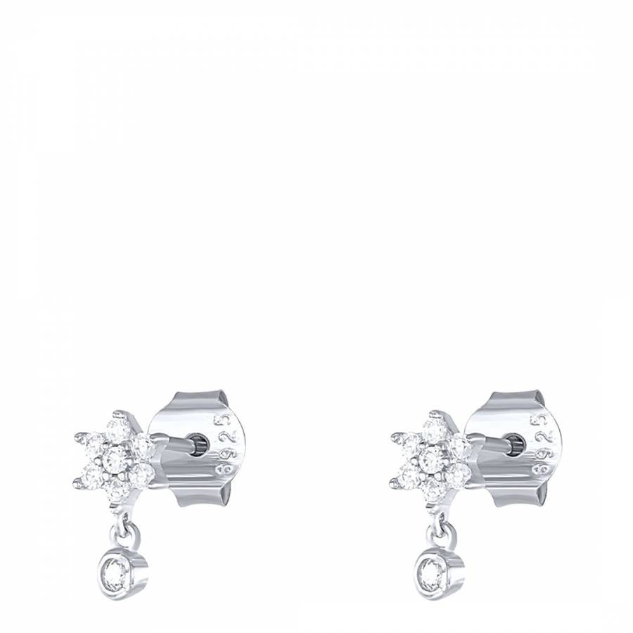 White & Silver Daisy Hanging Earrings