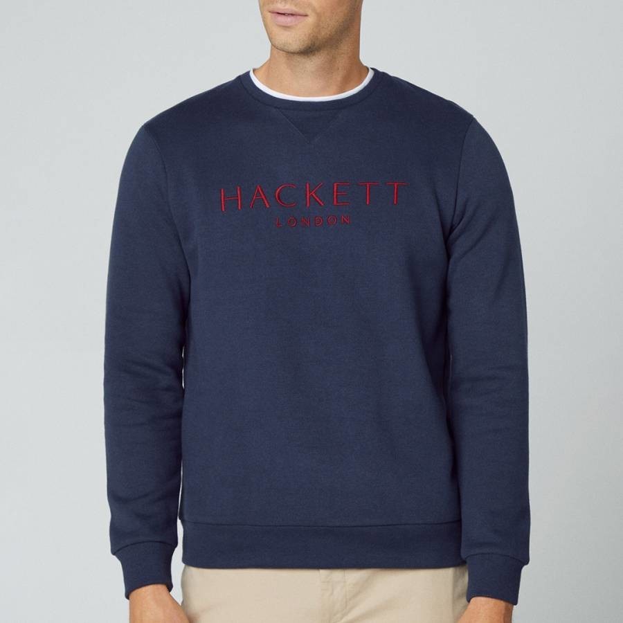 Navy Branded Cotton Blend Sweatshirt