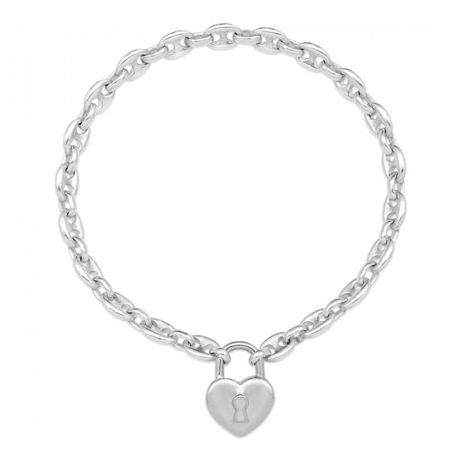 Silver Chunky Padlock Heart Bracelet
