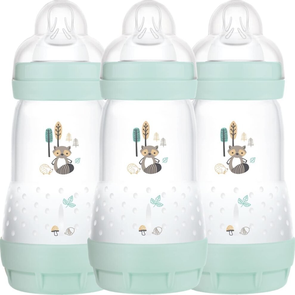 MAM Easy Start Self Sterilising Anti-Colic Baby Bottle Pack of 3,3 x 260 ml,Anti-Colic Bottle with Medium Flow MAM Teats Size2 Newborn Essentials Blue