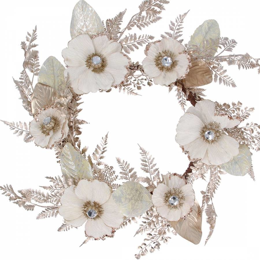Magnolia Fern Cream/Gold Wreath 80cm