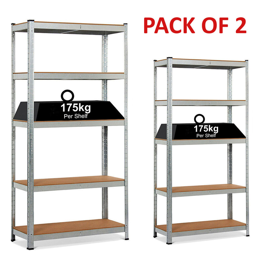 (2) 2x 5 Tier Racking Shelf Heavy Duty Garage Shelving Storage Shelves Unit 180x90x40cm