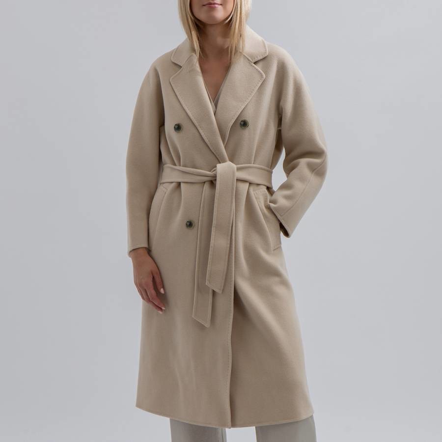 Cream Cashmere Blend Button Coat