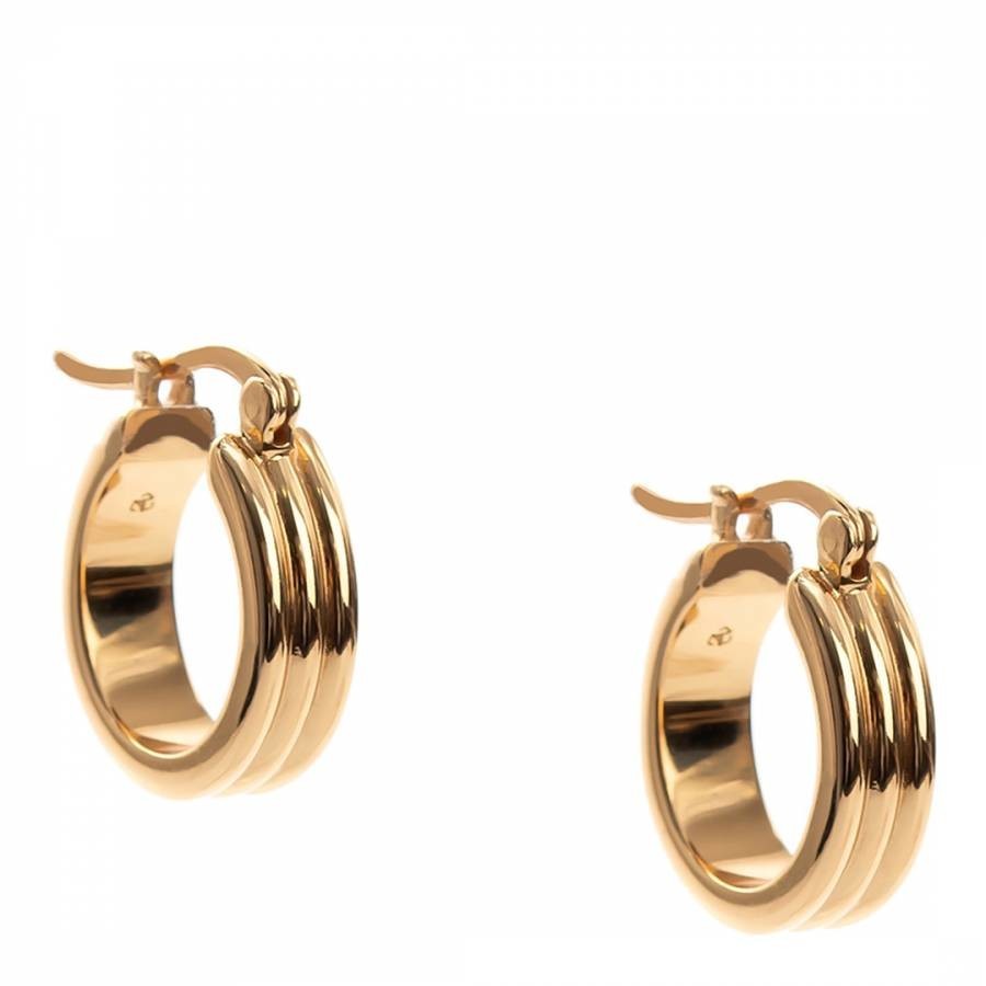 Gold Ribbed Hoop Earrings