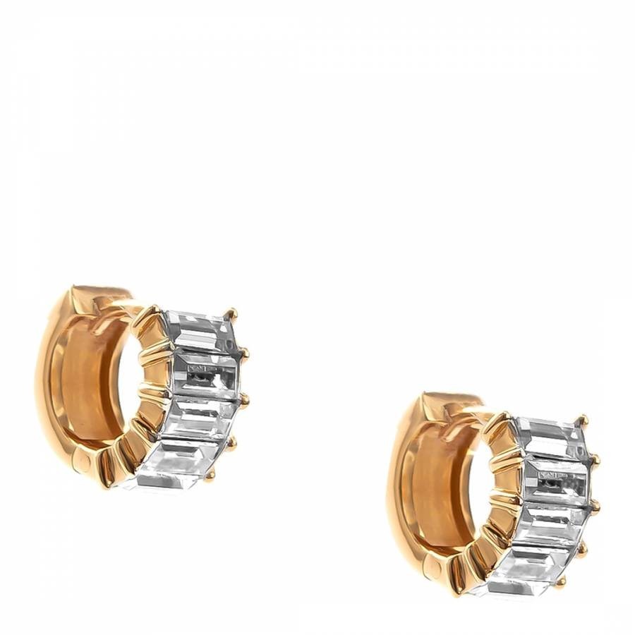 Gold Crystal Stone Huggie Earrings