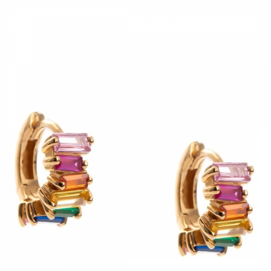 Gold Multi Multicoloured Huggie Earrings