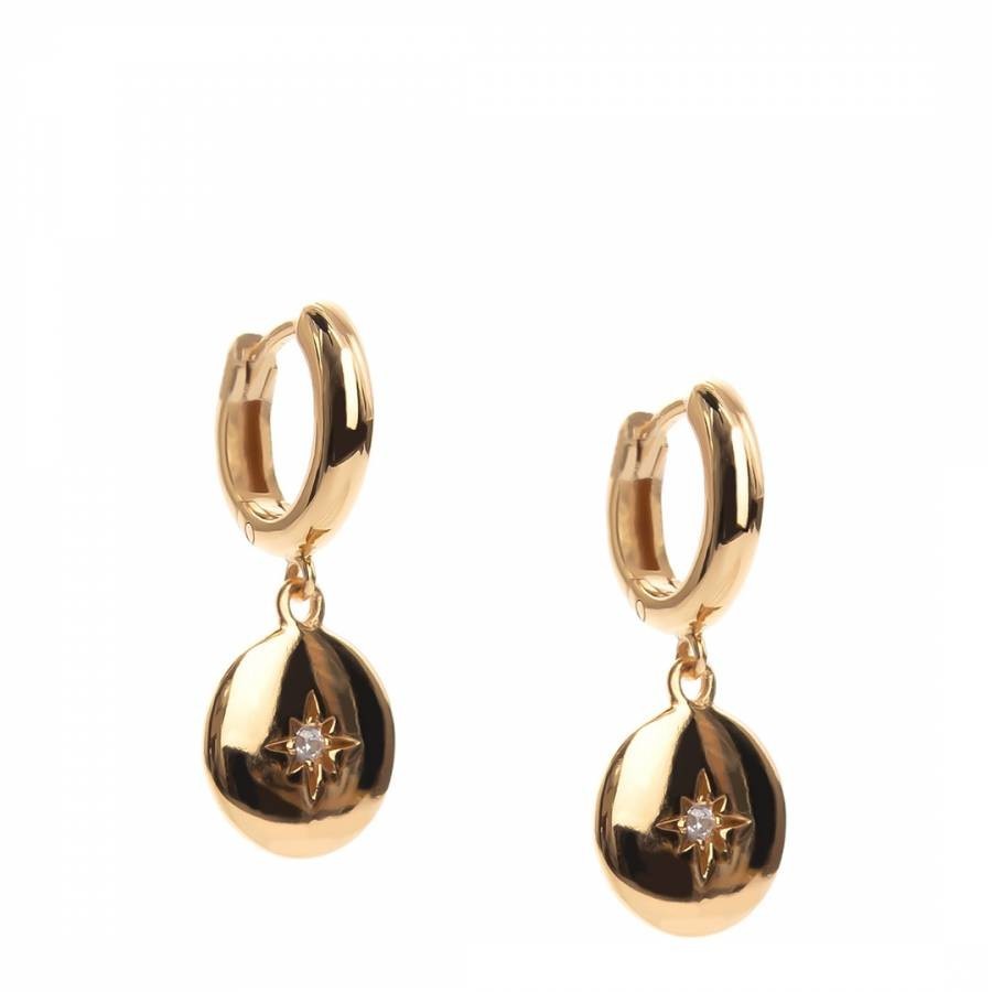 Gold Coin Drop Earrings With Star Detailing