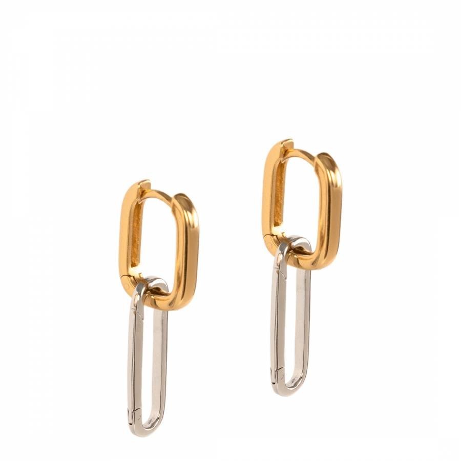 Recycled Sterling Silver And 18K Gold Coated Link Drop Earrings