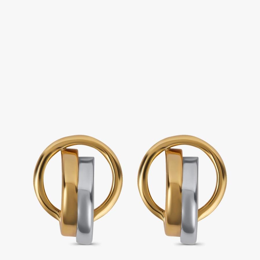 Two-Tone  18K Gold Stud Earrings