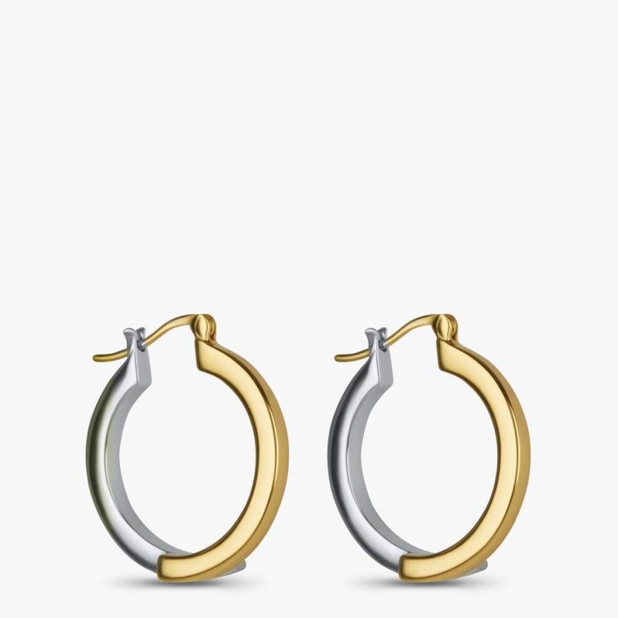 Two-Tone Sterling Silver And 18K Gold Hoop Earrings