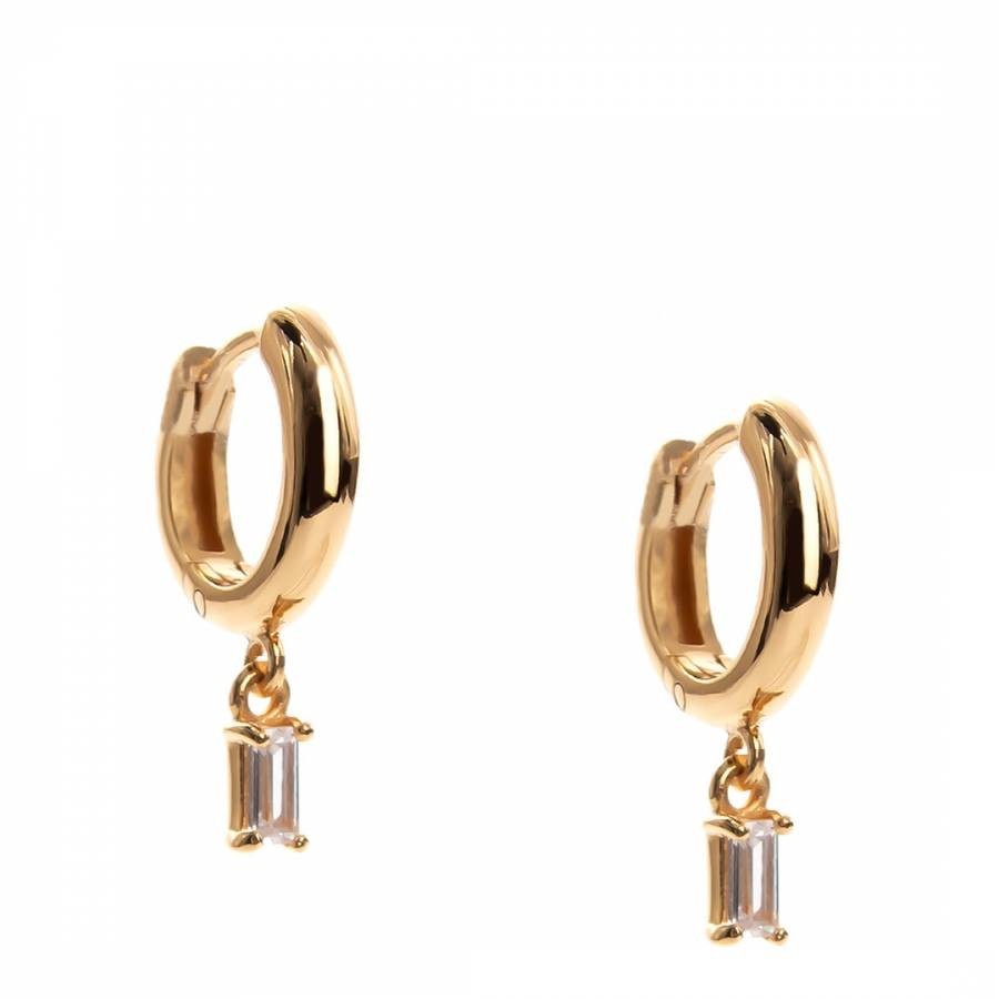 Gold Drop Earrings With Crystal Stone