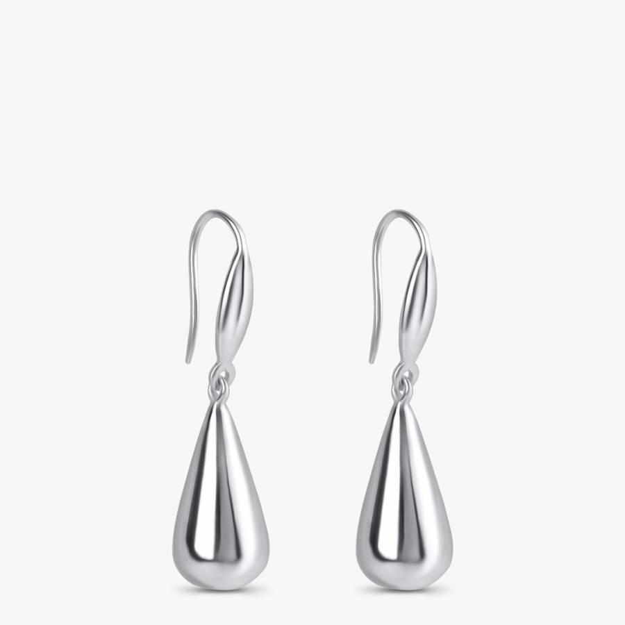 Organic Silver Teardrop Dangling Earrings