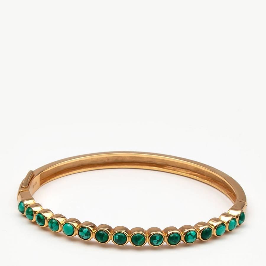 Gold Green Bangle Stones