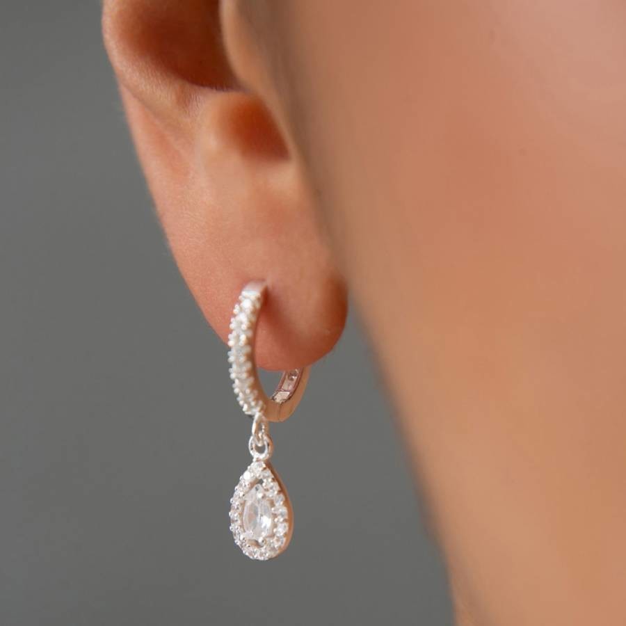 Silver Hoop Teardrop Earrings