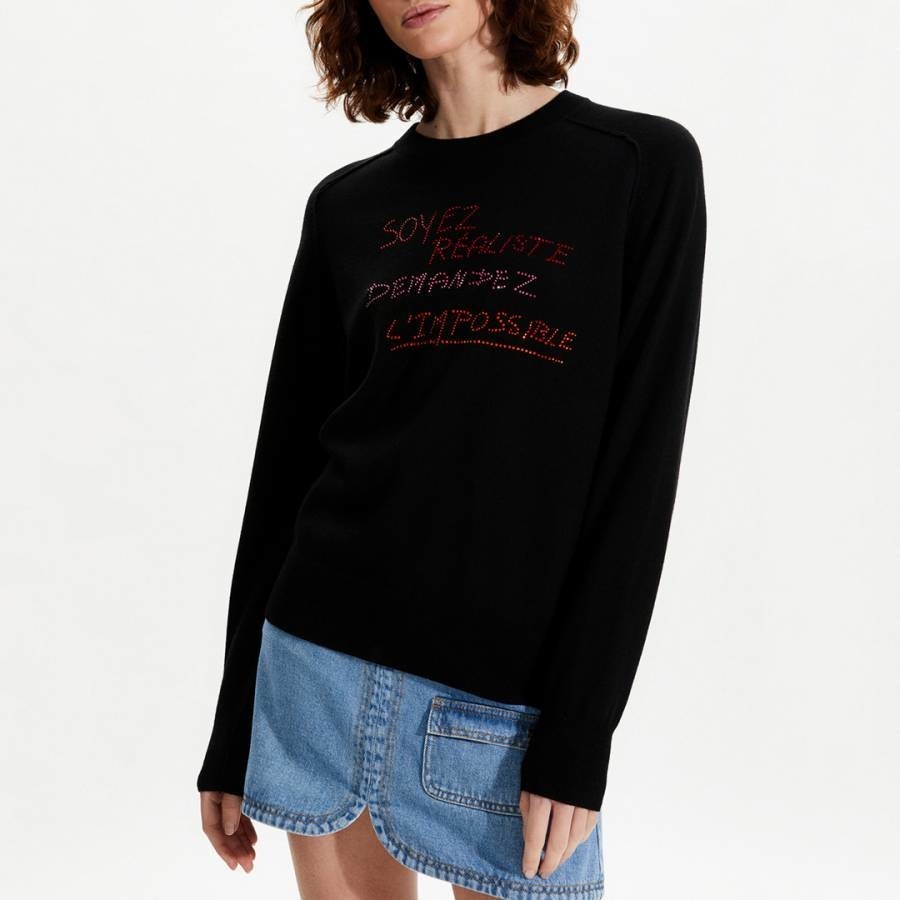 Black Wool Long Sleeved Sweatshirt