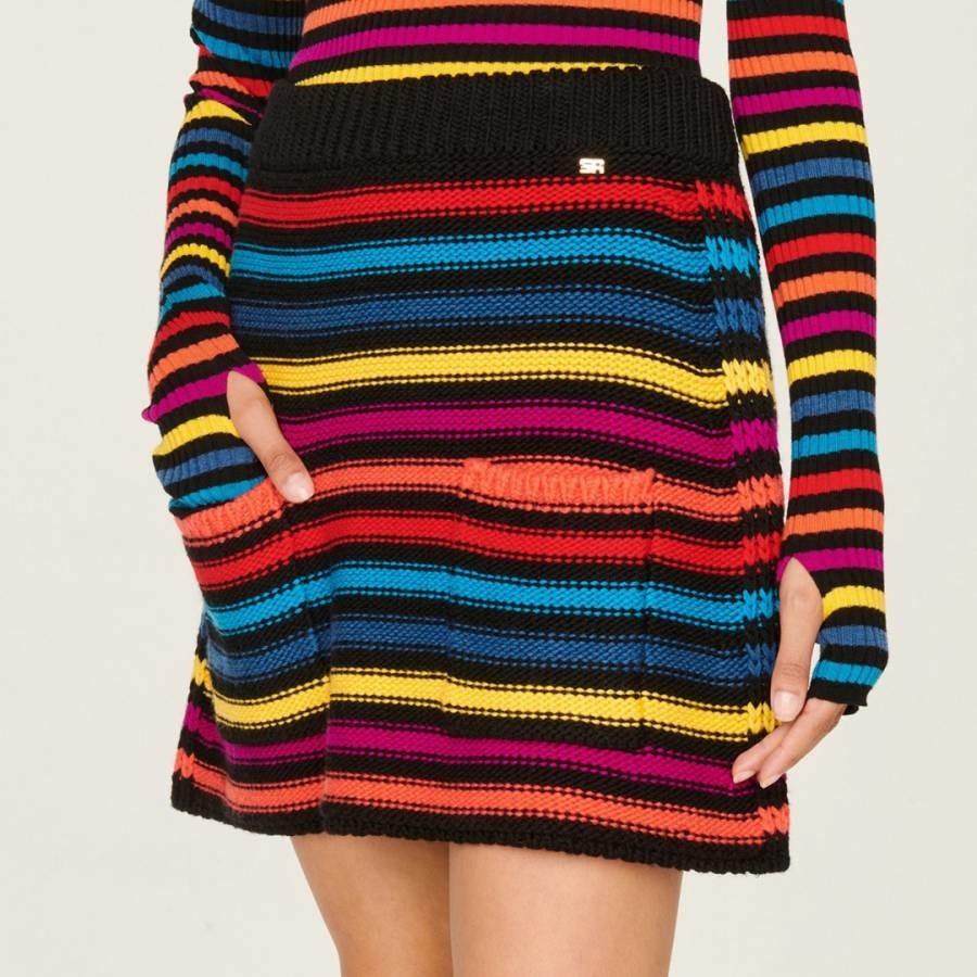 Multi Striped Wool Mini Skirt