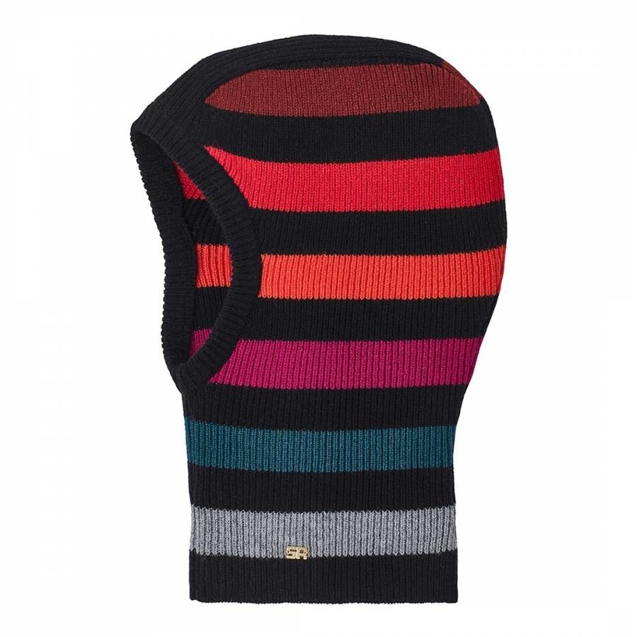 Black Striped Cashmere And Wool Blend Ski Mask