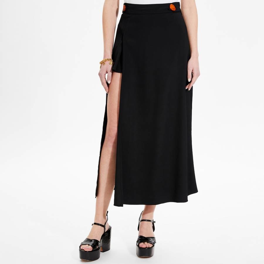 Black High Slit Maxi Skirt