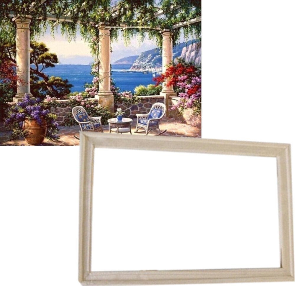 Gaira With Frame Without Stretched Canvas Terrace above the Sea