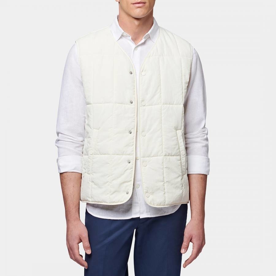 White Lightly Quilted Gilet
