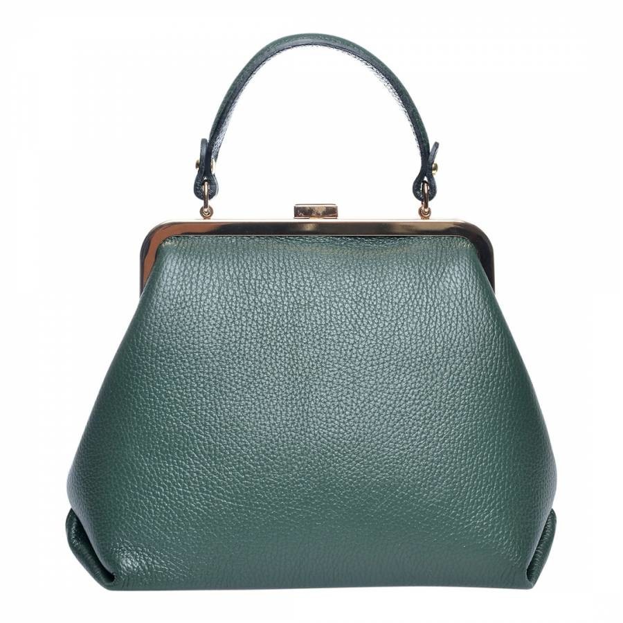 Green Leather Top Handle/Crossbody Bag