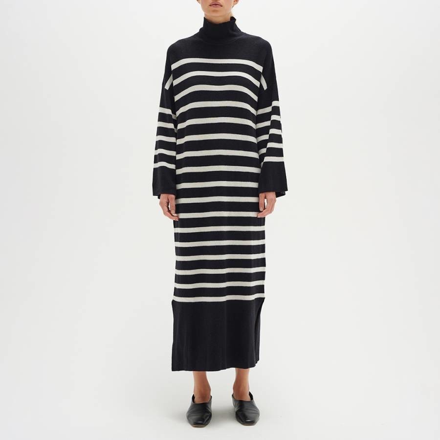 Black Stripe Slena Cotton Dress