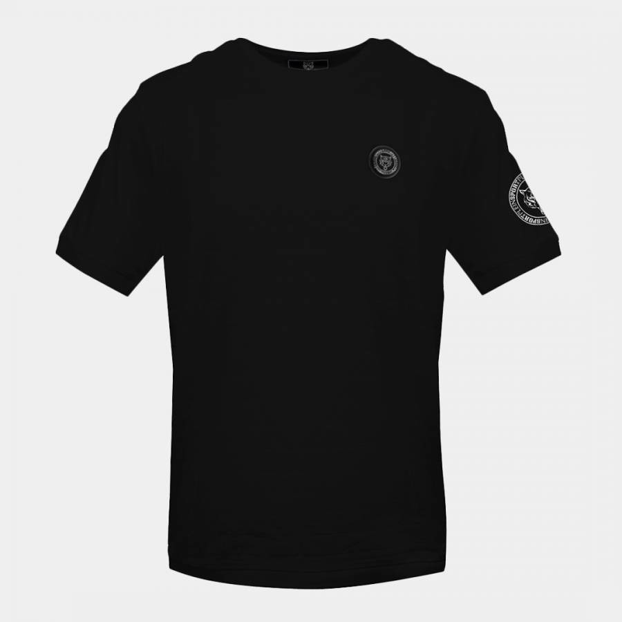 Black Knitted Logo Sleeve T-Shirt