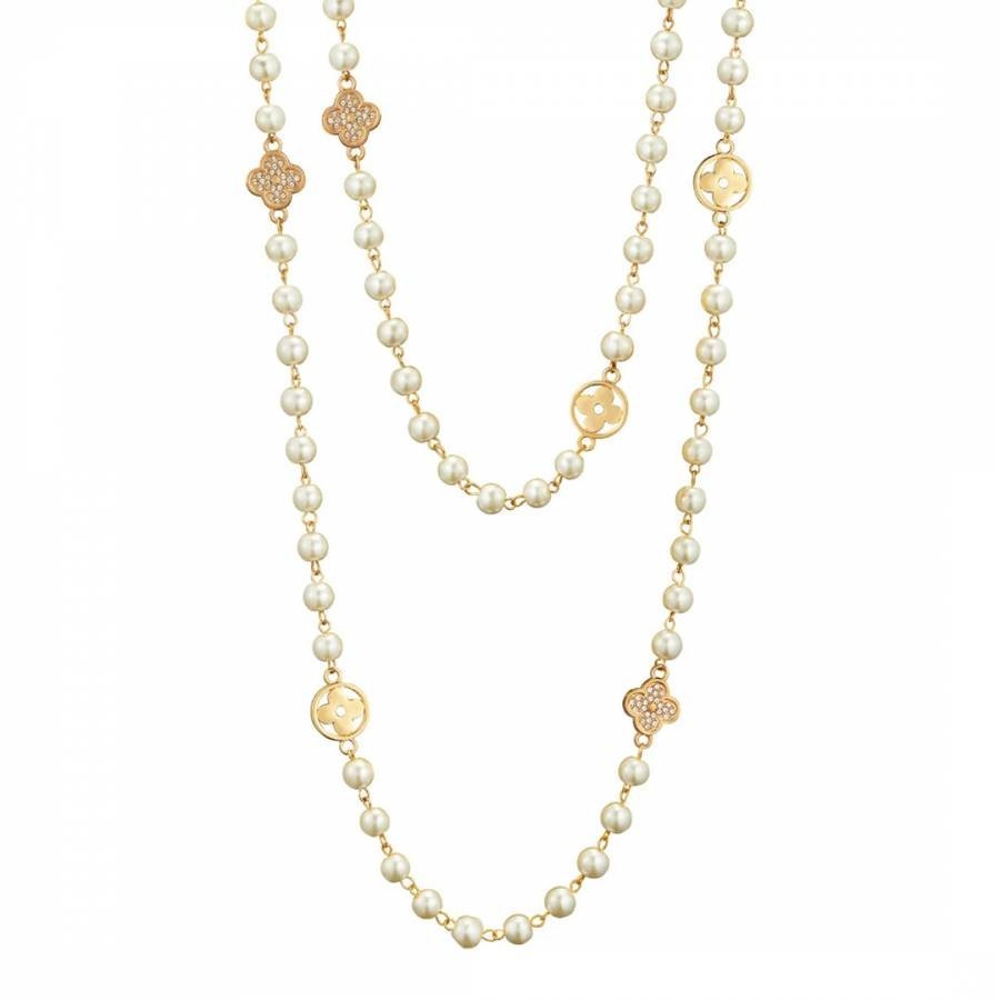 18K Gold Multi Pearl Embelished Endless Necklace