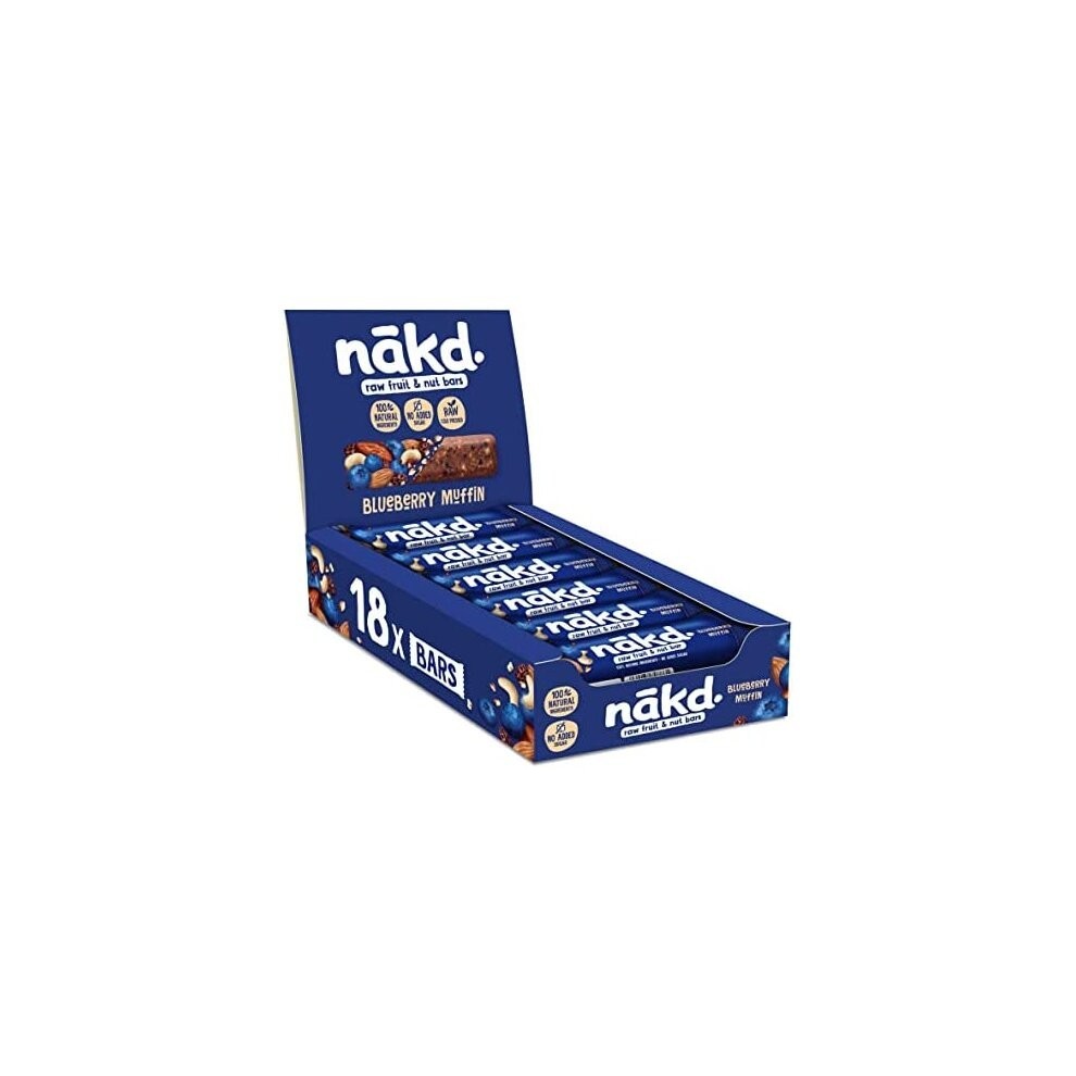 Nakd Blueberry Muffin Natural Fruit & Nut Bars - Vegan - Gluten Free - Healthy Snack, 35 g (Pack of 18)