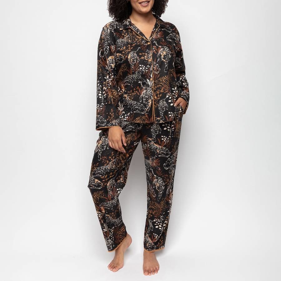 Black Alisha Tiger Print Pyjamas Set