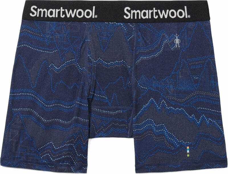 Smartwool Thermal Underwear Men's Merino Print Boxer Brief Boxed Deep Navy Digital Summit Print S