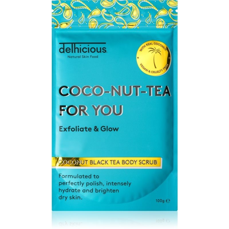 delhicious COCO-NUT-TEA FOR YOU COCONUT BLACK TEA moisturising body scrub for dry and sensitive skin 100 g