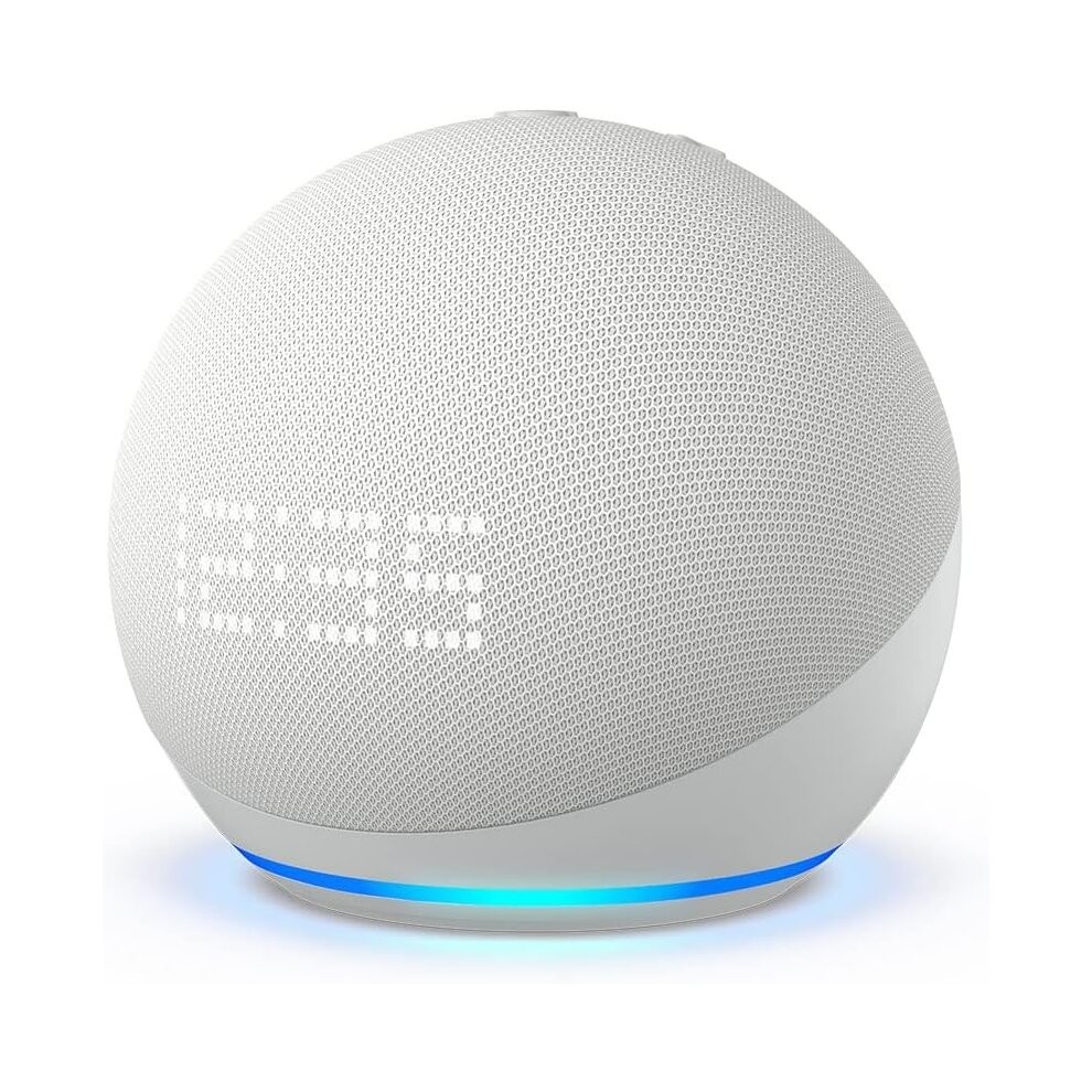 Echo Dot with clock (5th generation, 2022 release) | Glacier White