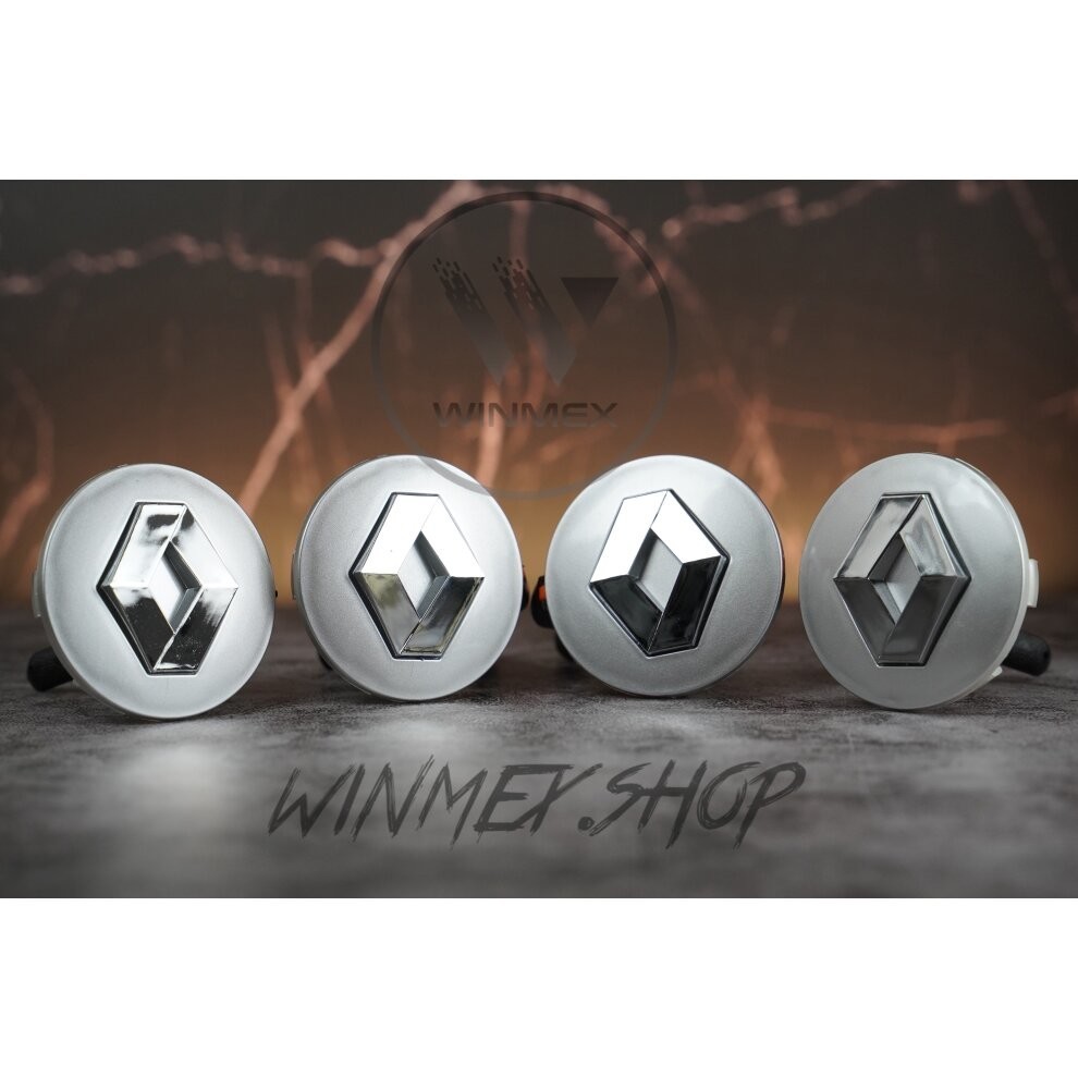 Set of 4 Silver Renault alloy wheel caps 57mm