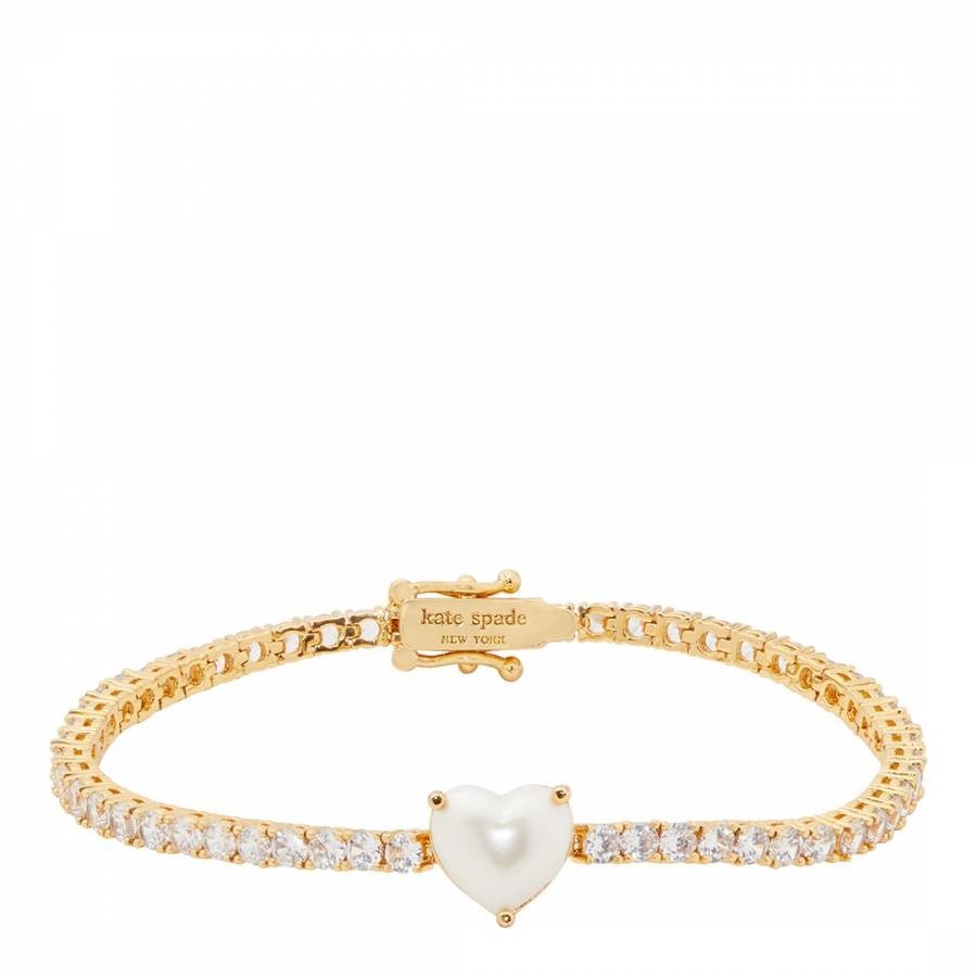Cream Gold Heart Tennis Bracelet