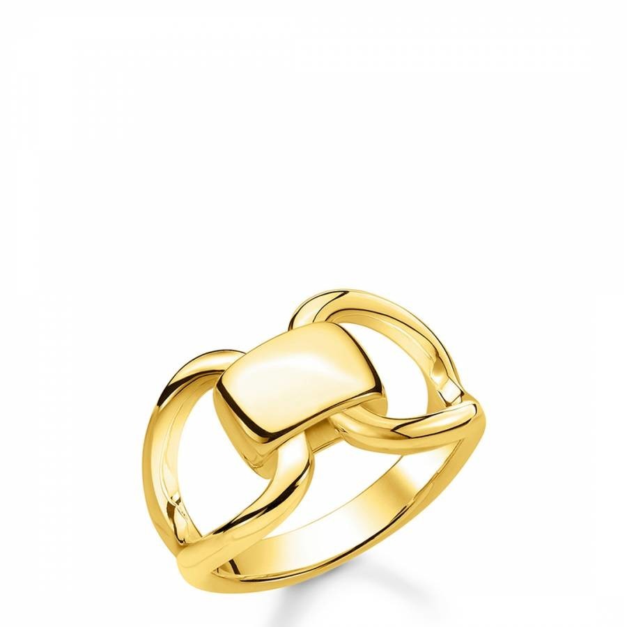 925 Sterling Silver Yellow Gold-Coloured Ring