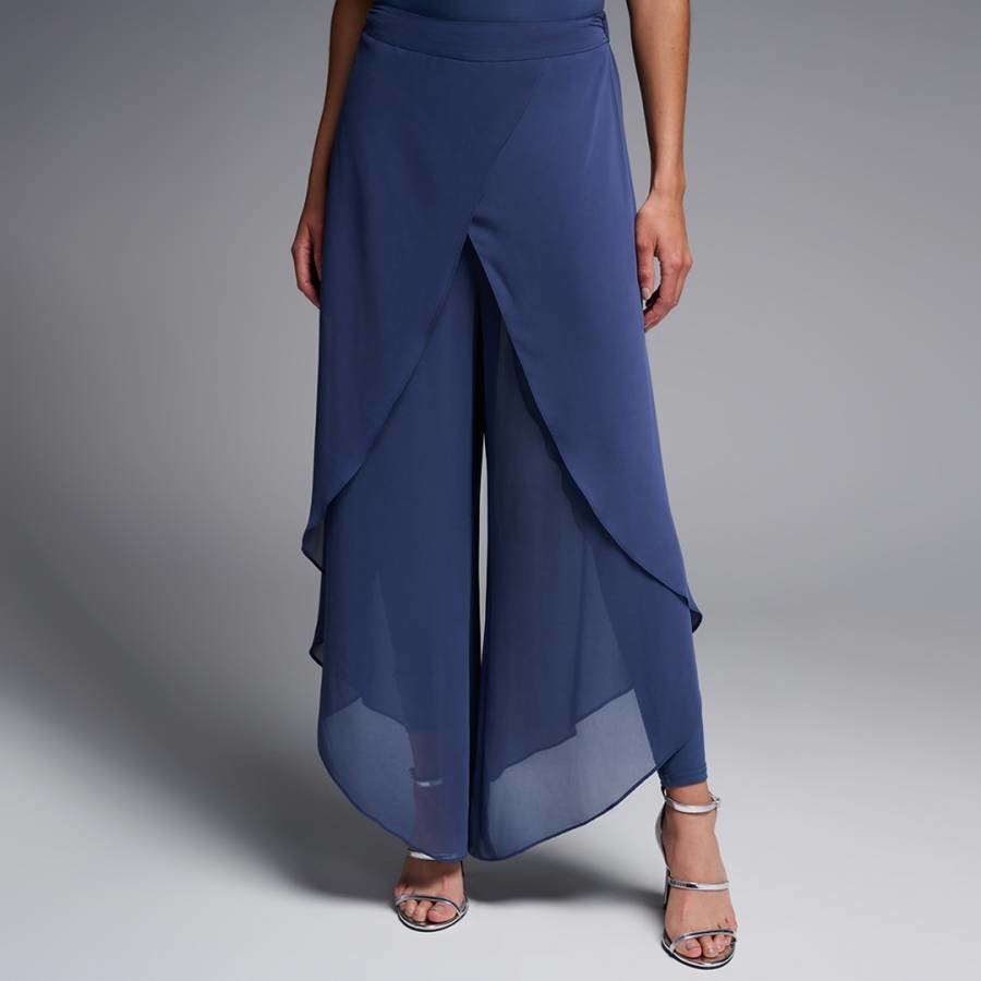 Navy Flowy Layered Trousers