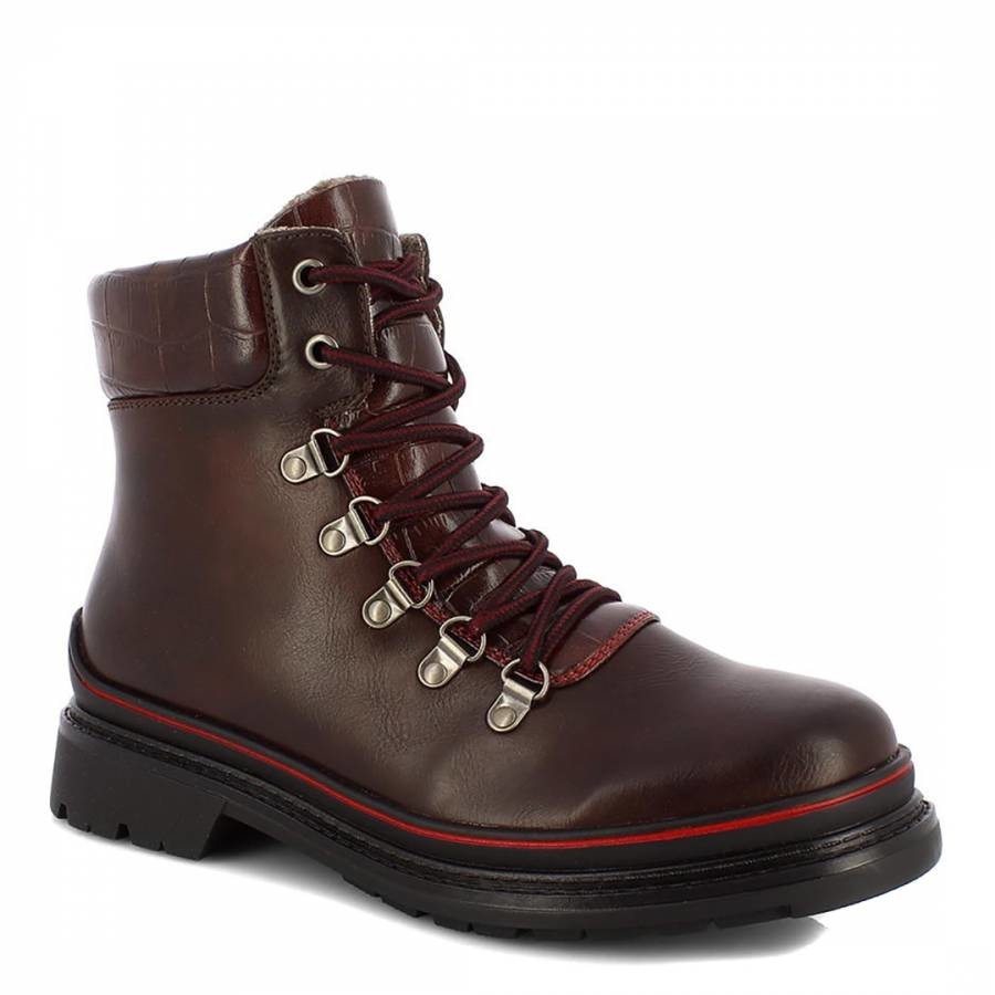 Maroon Rita Lace Up Boots
